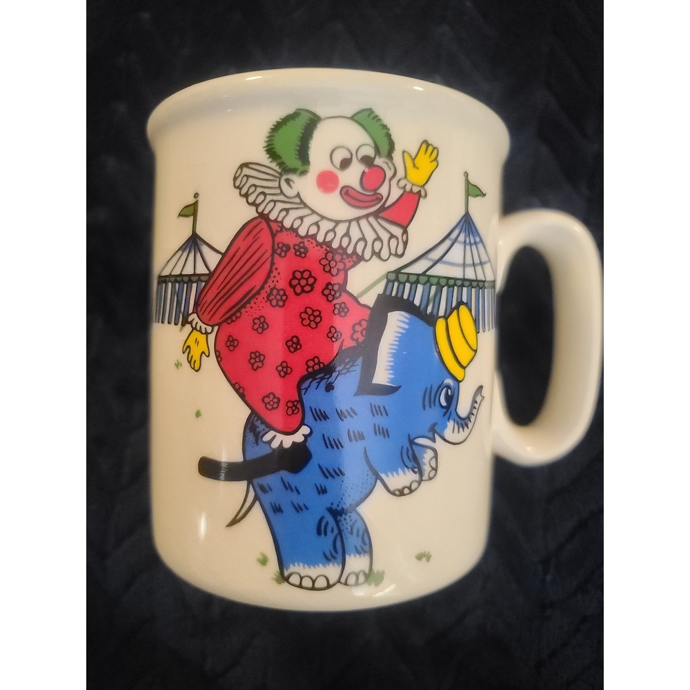 Vintage 1988 CSSCA Wichita Kansas Clown Elephant Circus Mug Lemon Enterprises XL